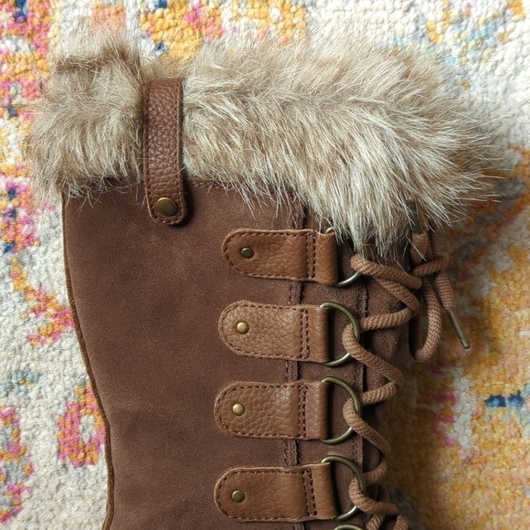 Sorel Joan Of Arctic Waterproof Suede Leather Faux Fur Trim Rubber Snow Boots 8 - Picture 11 of 16